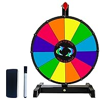 12 Inch Spinning Prize Wheel, 12 Slots Roulette Wheel Tabletop Wheel of Fortune with Dry Erase Markers and Eraser for Carnival, Trade Show