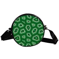 Green Geometric Pattern Circle Shoulder Bags Cell Phone Pouch Crossbody Purse Round Wallet Clutch Bag For Women With Adjustable Strap