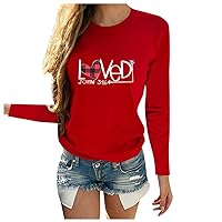 Loved John 3:16 Red Plaid Heart Christian Valentine T-Shirt Long Sleeve Shirts Tees Womens Tops Graphic Tshirts