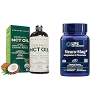 Viva Naturals Organic MCT Oil for Keto Coffee (32 fl oz) - Best MCT Oil Supplement & Life Extension Neuro-mag Magnesium L-threonate, Magnesium L-threonate, Brain Health, Memory