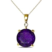 The Diamond Deal 10k Yellow Or White Gold Lab-Created Gemstone Birthstone Solitaire Pendant For Women |April Birthstone Gemstone Pendant | Accented Diamond Pendant For Women | With 18 inch Gold Chain