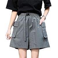 Shorts Women Summer Feminine Solid Baggy Casual Korean Unisex All-Match Couple Pockets Design Teens Cargo Trouser