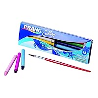 PRANG Payons Watercolor Crayons, Round Sticks, 3.5 x 0.313 Inches, 1 Box of 12 Crayons with Brush, 12 Multicoloured (34312)