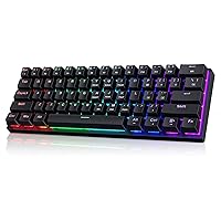 Portable 60% Mechanical Gaming Keyboard, Wired Keyboard with Blue Switches,LED Customization Backlit,61 Keys Ultra-Compact Mini Office Keyboard for PC/Mac/Xbox,Easy to Carry On Trip