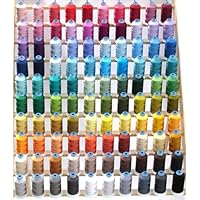 100 Spool Rayon Embroidery Machine Thread Set Vibrant Colors, 1100YDS 40wt, 6 Thread Nets, 2 Water Erasable Pens for Brother Babylock Janome Singer Pfaff Husquarna Bernina Melco ThreaDelighT