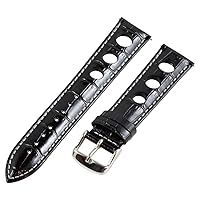 Clockwork Synergy, LLC 21mm Rally 3-hole Croco Black/White Leather Interchangeable Replacement Watch Band Strap
