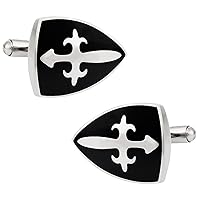 Cross Shield Stainless Steel Cufflinks with Presentation Box