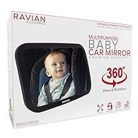 Baby Car Mirror Rear Facing Baby Essentials 100% Shatterproof Safest Clear View 360° Adjustable to All Seats and Ages Crash Tested Fully Assembled