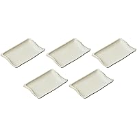 Set of 5 Kiln Modified Gray Bamboo Baking Dishes [7.7 x 5.0 x 1.1 inches (19.6 x 12.8 x 2.8 cm) | Pottery Plates
