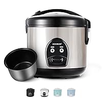 Electric Rice Cooker with One Touch for Asian Japanese Sushi Rice, 5-cup Uncooked, Fast&Convenient Cooker with Steamer, Removable Inner Cover and Auto Warmer, Stainless Steel
