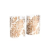 Battery Operated LED Glass Candles with Moving Flame, Gold Fern - Set of 2