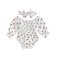 Karwuiio Newborn Baby Girl Clothes Floral Print Romper+Headband Ruffled Long Sleeve Bodysuit Jumpsuits Infant Clothes