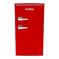 West Bend Mini Fridge with Freezer Retro-Styled for Home Office or Dorm, Manual Defrost and Adjustable Temperature, 3 Cu.Ft, Red