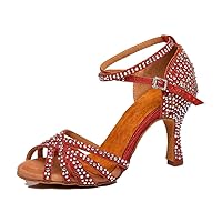 Women's Flared Heel Glitter Synthetic Rhinestones Tango Salsa Social Latin Wedding Shoes