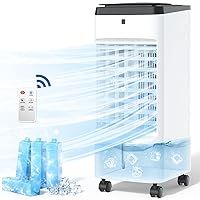 Evaporative Cooler, SEEPER 3-IN-1 Room Air Conditioner, 1-Second Fast Cooling Air Cooler w/ 70°Oscillation, 20FT Remote Controller & 12H Timer, 3 Wind Speeds 22-IN Air Conditioner Portable for Room