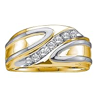 The Diamond Deal 10kt Two-tone Gold Mens Round Diamond Diagonal Row Band Ring 1/4 Cttw