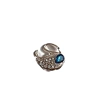 Fashion Jewelry Elegant Rhinestone Rose Gold Swan Brooch with Blue Gem