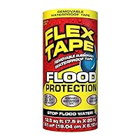 Flex Tape Flood Protection, 7.5 in x 20 ft, Waterproof Rubberized Tape, Removable, Use on Windows, Doors, Garage Doors, Casings, Thresholds, Conduits, Vents, Ducts