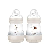MAM Easy Start Matte Anti-Colic Baby Bottles, 5oz (2 Count), Slow Flow Nipples, Baby Girl