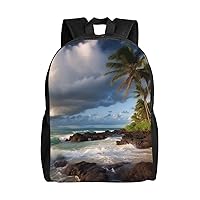 Laptop Backpack 16.1 Inch with Compartment Palm Trees Clouds Laptop Bag Lightweight Casual Daypack for Travel