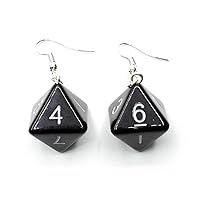 8 Sided Dice Earrings Black Red - Handmade Fashion Jewelry I Octahedron Game Dice Backgammon Board Game Game Casino Play Poker 80s Retro - Earring Hanger