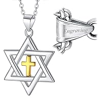 FaithHeart Star of David Jewish Necklace-Sterling Silver Pendant for Women-The Seal of Solomon Talisman Tantrism Hexagram Jewelry for Men