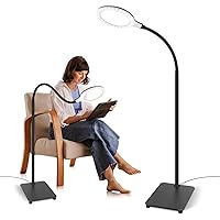 Magnifying Glass with Light and Stand,Hands Free Magnifying Lamp with Flexible Gooseneck,Dimmable Magnifier for Reading Repair Close Work Craft