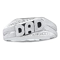 0.05 Ct Round Cut White Diamond DAD Men's Ring Father Day Gift 14k White Gold Plated 925 Sterling Silver