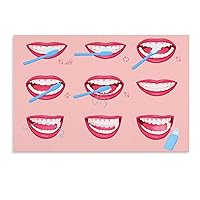 AOMONAC How to Brush Teeth Correctly Steps Poster Oral Hygiene And Health Care Poster (1) Canvas Poster Bedroom Decor Office Room Decor Gift Unframe-style 24x16inch(60x40cm)