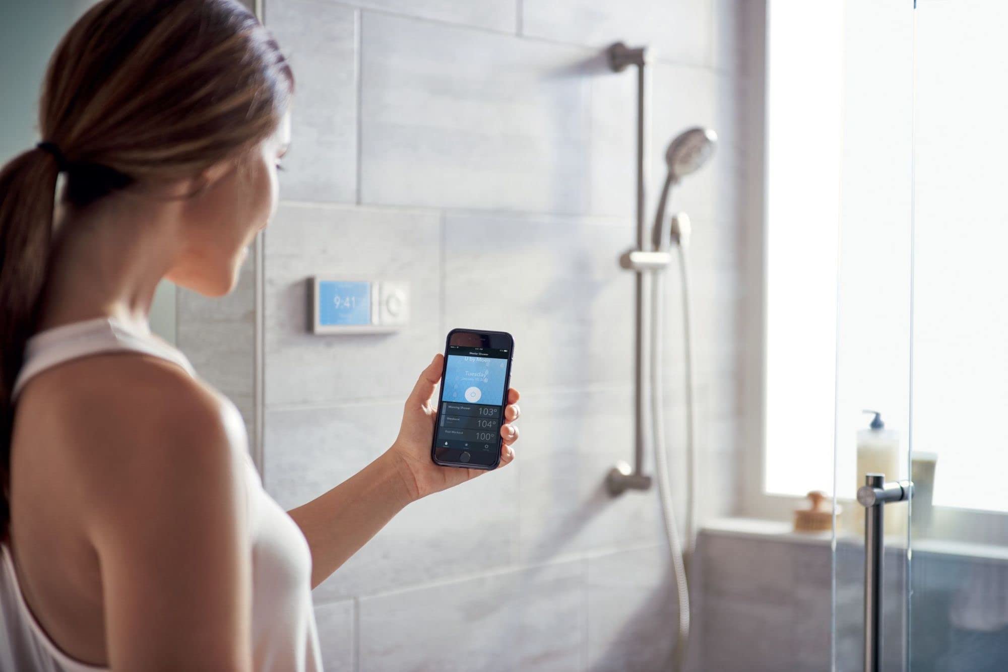 Moen Terra Beige Smart Shower 2-Outlet Digital Shower Controller for Thermostatic Shower Valve, TS3302TB