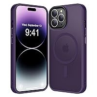 Magnetic for iPhone 14 Pro Max Case [Compatible with Magsafe & Military-Grade Protection] Slim Protective Translucent Matte iPhone 14 Pro Max Phone Case 6.7 inch,Deep Purple