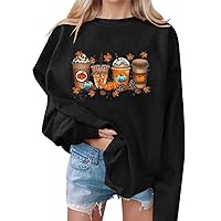 Fall Shirts for Women Pumpkin Graphic Sweatshirt Teen Girl Long Sleeve Oversized Christmas Tops