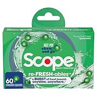 Scope Refreshables, On-The-Go Chewable Capsules for Bad Breath Treatment, Powerfully Fresh Spearmint, 60ct