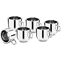 Coffee Cup Espresso Cup Mug Double Wall Stainless Steel Tea Cups, Reusable & Dishwasher Safe Set of 6