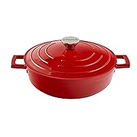 IMUSA USA, Red 4 Quart Cast Aluminum Casserole With Stainless Steel Knob