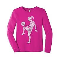 Threadrock Big Girls' Soccer Player Typography Youth Long Sleeve T-Shirt