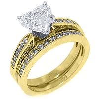 14k Yellow Gold Heart Shape Diamond Engagement Ring Wedding Band Set 2.18 Carats