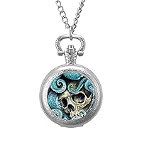 Skull Octopus Art Vintage Pocket Watch Arabic Numerals Scale Quartz with Chain Christmas Birthday Gifts