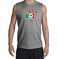 Italy Italia Futbol Athletic Adult Muscle Shirt Tanktop Shooter - Sports Grey