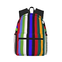 Colored Stripes Print Backpack Casual Backpack Laptop Backpacks Travel Bag Work Computer Bag
