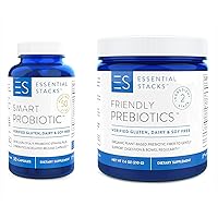 Essential Stacks Fuel Your Gut Bundle: Smart Probiotic (30 ct) + Friendly Prebiotics (7.4 oz)