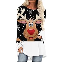 Women Fashion Christmas Print Tunic Tops Raglan Long Sleeve Crewneck Holiday Funny Casual Xmas T-Shirt with Leggings
