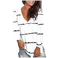 Blouse for Women Dressy Casual Plus Size Tops Relaxed Fit Long Sleeve Sexy V Neck Shirt Tops Holiday Pullover Tops