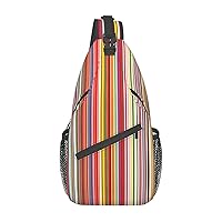 Colorful Stripes. Cross Chest Bag Diagonally Travel Backpack, Light Travel, Hiking Single Shoulder Bag