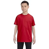 Hanes Authentic TAGLESS Kid's Cotton T-Shirt,Deep Red,Medium