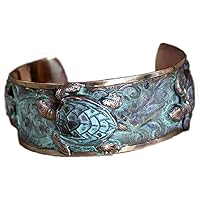 Classic Sea Turtle Cuff Bracelet - Verdigris Patina Brass