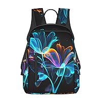 Laptop Backpack 14.7 Inch with Compartment Neon Flowers Laptop Bag Lightweight Casual Daypack for Travel