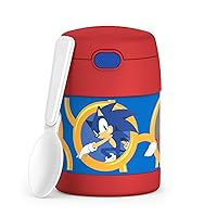 THERMOS FUNTAINER 10 Ounce Stainless Steel Vacuum Insulated Kids Food Jar with Spoon, Sonic the Hedgehog