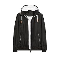 Mens Thin Jackets Outdoor Track Windbreaker Lightweight Full Zip Jacket Hooded Coats with Zipper Pocket Sprinter Coat