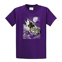 Wolf Short Sleeve T-Shirt Wolves in The Wild Howling-Purple-Large